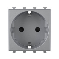 Розетка модульная, 2P+E, с з/ш, "Avanti", "Закаленная сталь", 2 модуля DKC