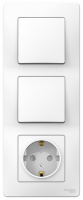 Блок: Розетка з/к шт 16A 250В + выкл 1-кл. + выкл 1-кл. скрытой установки Systeme Electric Blanca Белый