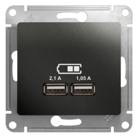 Розетка USB A+A5В/2,1 А 2х5В/1,05 А механизм Systeme Electric Glossa Антрацит
