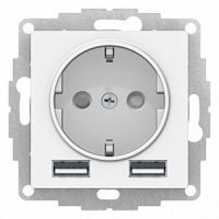 Розетка 16А c 2 USB A+A, 5В/2,4А, 2х5В/1,2 А, механизм Schneider Electric AtlasDesign Белый