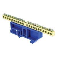 Шина "0" 6х9мм 22 отверстия латунь синий изолятор на DIN-рейку EKF PROxima N