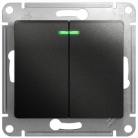 Выключатель 2-клавишный с подсветкой (схема 5A) 10AX механизм Systeme Electric Glossa Антрацит