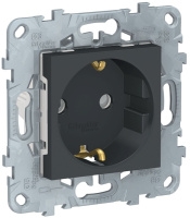 Розетка с заземлением со шторками винтовой зажим 16 A 250В Schneider Electric Unica New Антрацит