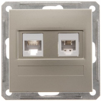 Розетка телефонная RJ11 + компьютерная RJ45 кат.5е Wessen 59 Шампань