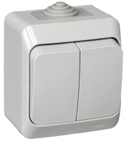 Выключатель 2-клавишный накладного монтажа IP44 SE Этюд Серый