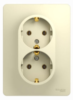 Розетка 2-я с заземлением в сборе с рамкой Systeme Electric Glossa Бежевый