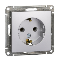 W59 Розетка с заземлением без шторок, 16А, механизм, матовый хром Schneider Electric