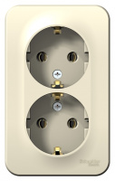 Розетка двойная с заземлением без шторок накладного монтажа с изолирующей пластиной 16A 250В Systeme Electric Blanca Молочный