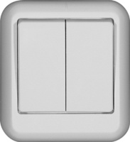 Выключатель 2-клавишный 6A изолир. плата накладной в сборе (DIY) Wessen Прима Белый