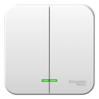 Выключатель 2-клавишный накладного монтажа с подсветкой монтажная пластина 6A 250B Systeme Electric Blanca Белый