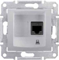 Розетка компьютерная 1-ая RJ45 кат.5e STP экранированная Schneider Electric Sedna Алюминий