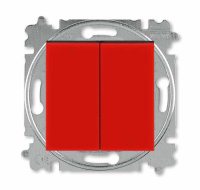 Переключатель и кнопка с перекидным контактом красный / дымчатый чёрный ABB Levit