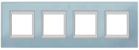 Рамка прямоугольная вертикальная немецкий стандарт 2+2+2+2 мод Bticino Axolute Голубое стекло 