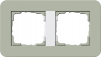 Рамка 2-постовая Gira E3 Серо-зеленый/Белый глянцевый