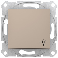 Выключатель 1-клавишный кнопочный с символом "Свет" 10A Schneider Electric Sedna Титан