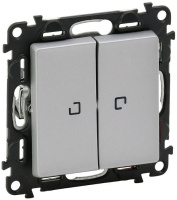 Выключатель 2-клавишный на 2 направления с подсветкой 10A Legrand Valena Life Алюминий