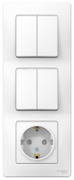Блок: Розетка з/к шт 16A 250В + выкл 2-кл. + выкл 2-кл. скрытой установки Systeme Electric Blanca Белый