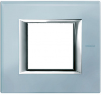 Рамка прямоугольная итальянский стандарт ITA 2 мод Bticino Axolute Голубое стекло 