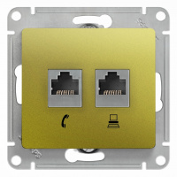 Розетка двойная RJ11+RJ45 кат.5E механизм Systeme Electric Glossa Фисташковый