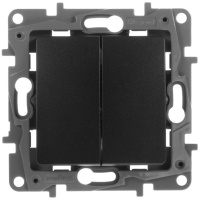 Переключатель 2-клавишный 10A автоматические зажимы Legrand Etika Антрацит