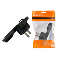 Вилка плоская 8мм угловая 16A 250V IP20 черная TDM