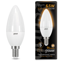 Лампа светодиодная E14 150-265В 6,5Вт 3000К Gauss Лампа светодиодная E14 150-265В 6,5Вт 3000К Gauss