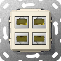 Разъем ModularJack RJ45 кат.6A 10Гб Ethernet 4-местный инверт.адаптер Gira System-55 F100 Кремовый глянец