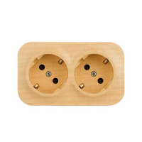 Розеточный блок с предварительным подключением 2 x 2К+З с защитными шторками - 16 A - 250 В~  IP 20 Legrand Quteo Дерево 