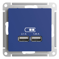 SE AtlasDesign Розетка USB Аквамаринин A+A 5В/21 А 2х5В/105 А механизм