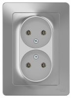 Розетка двойная без заземления без шторок скрытой установки 16A 250В Systeme Electric Blanca Алюминий