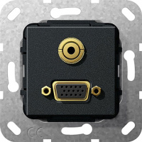 Разъем VGA + MiniJack разветвительный кабель Gira System-55 Черный матовый