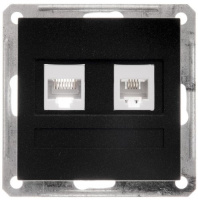 Розетка телефонная RJ11 + компьютерная RJ45 кат.5е Wessen 59 Черный бархат