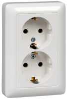 Розетка 2-ая с заземлением 16A скрытой установки в сборе Wessen Хит Белый