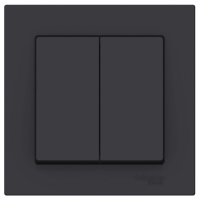 Выключатель 2-клавишный сх.6 10AX в сборе Schneider Electric AtlasDesign Карбон