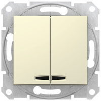 Выключатель 2-клавишный с подсветкой 10A Schneider Electric Sedna Бежевый