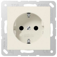 Механизм Розетка с/з для установки под откидную крышку 50х50 безвинт.зажим Jung Слоновая кость