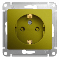 Розетка с заземлением со шторками 16A 250В механизм Systeme Electric Glossa Фисташковый