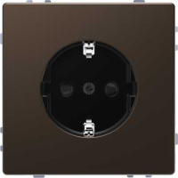 Розетка с заземлением с защитными шторками 16A безвинт.зажим Merten D-Life Мокко