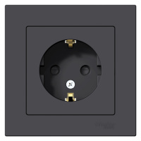 Розетка с заземлением со шторками 16A в сборе Schneider Electric AtlasDesign Карбон