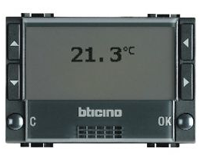 Термостат электронный программир 7прог/7 дней, 2х1,5V 3 мод Bticino Living Light Антрацит