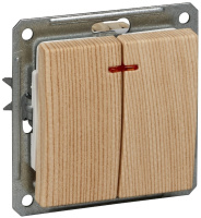 Выключатель 2-клавишный (схема 5) с индикацией 16A Wessen 59 Сосна