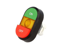 Кнопка двойная MPD14-11Y зеленая/красная-выступающая желтая линза с текстом ON/OFF ABB 