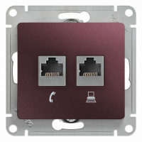 Розетка двойная RJ11+RJ45 кат.5E механизм Systeme Electric Glossa Баклажановый