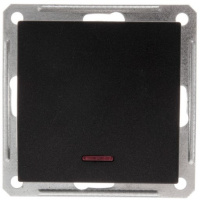 Выключатель 1-клавишный (схема 1) с индикацией 16A Wessen 59 Черный бархат