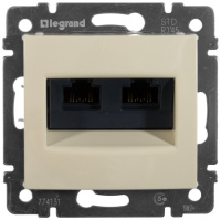 Розетка информационная 2-ая RJ45 кат.5e UTP на захватах Legrand Valena Слоновая кость