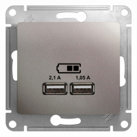 Розетка USB A+A 5В/2,1 А 2х5В/1,05 А механизм Schneider Electric Glossa Платина