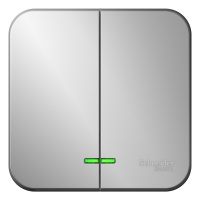 Выключатель 2-клавишный накладного монтажа с подсветкой с изолирующей пластиной 10A 250B Systeme Electric Blanca Алюминий