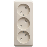 Этюд о/у тройная Розетка без заземления со штороками 16А 250B, кремовый, россия SE