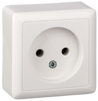 Розетка 1-ая без заземления 10A накладная в сборе Wessen Хит Белый