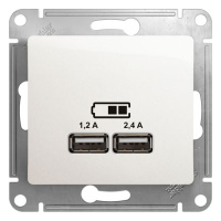 Розетка USB A+С, 5В/2,4А 2х5В/1,2 А механизм Schneider Electric Glossa Перламутр